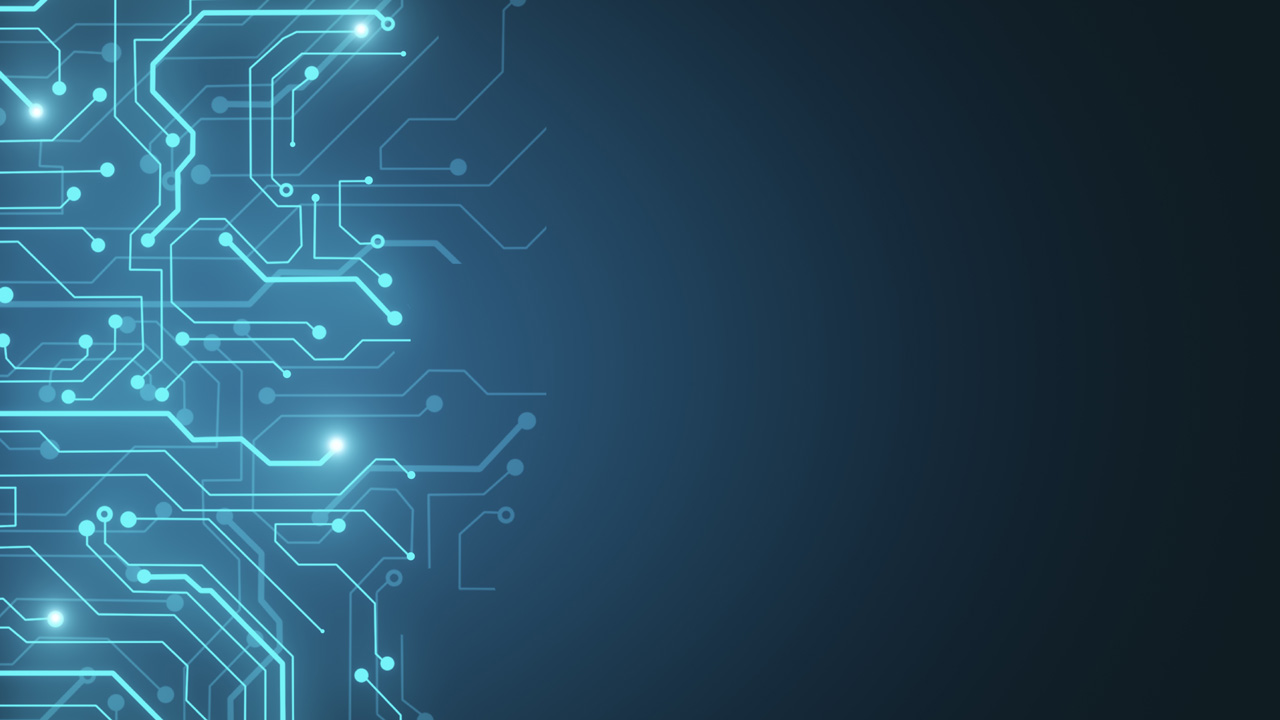 Blue graphic with overlaid digital elements